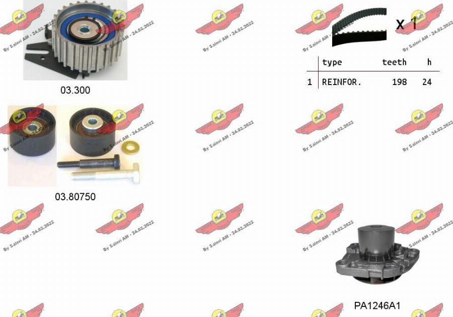 Autokit 04.5116PA - Водяной насос + комплект зубчатого ремня ГРМ www.autospares.lv