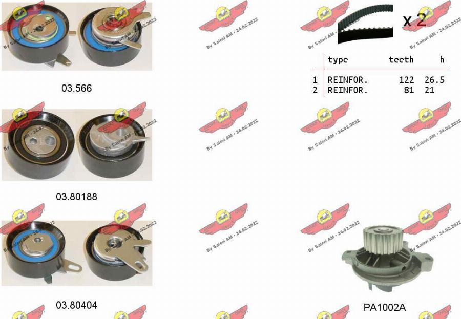 Autokit 04.5135PA - Водяной насос + комплект зубчатого ремня ГРМ www.autospares.lv