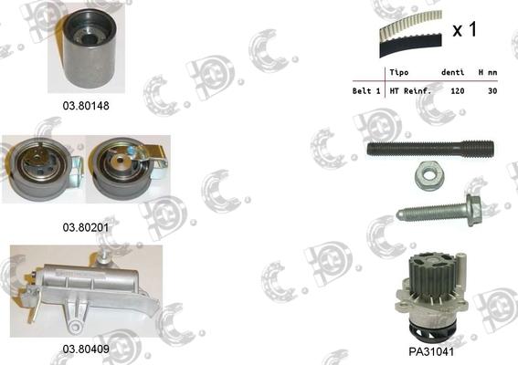 Autokit 04.5130PA2 - Ūdenssūknis + Zobsiksnas komplekts www.autospares.lv