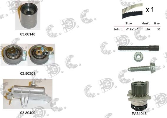 Autokit 04.5130PA - Ūdenssūknis + Zobsiksnas komplekts www.autospares.lv