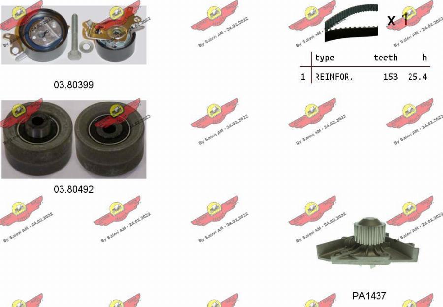 Autokit 04.5137PA - Водяной насос + комплект зубчатого ремня ГРМ www.autospares.lv