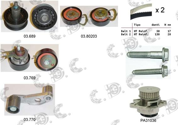 Autokit 04.5128PA - Водяной насос + комплект зубчатого ремня ГРМ www.autospares.lv