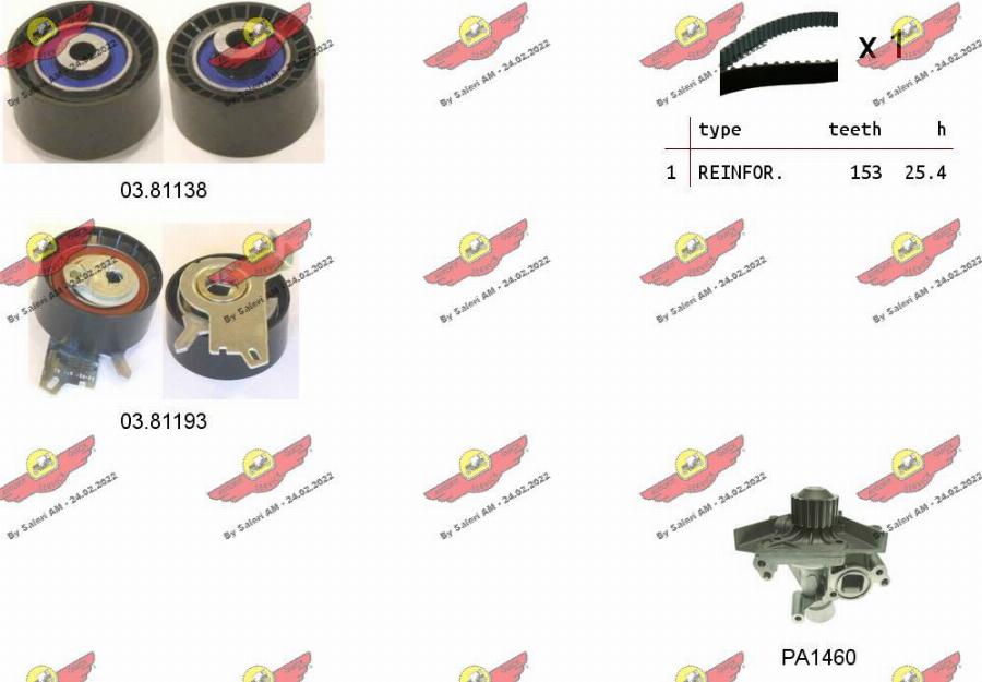 Autokit 04.5345PA - Водяной насос + комплект зубчатого ремня ГРМ www.autospares.lv