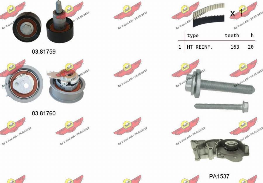 Autokit 04.5363PA - Водяной насос + комплект зубчатого ремня ГРМ www.autospares.lv