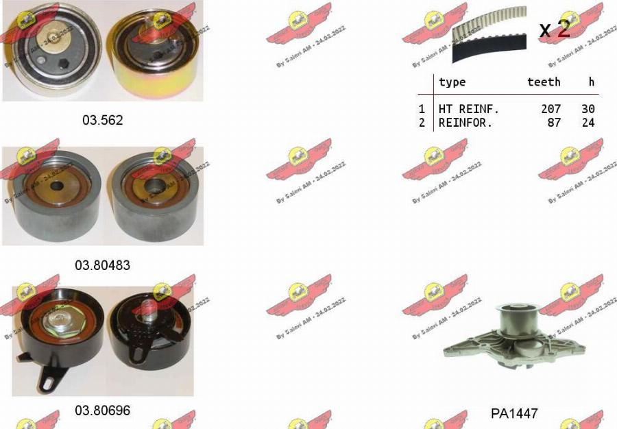 Autokit 04.5362PA - Водяной насос + комплект зубчатого ремня ГРМ www.autospares.lv