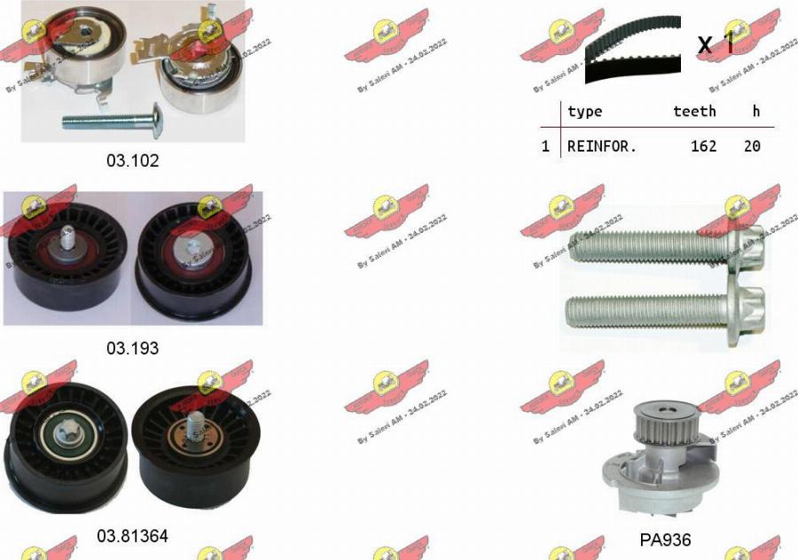 Autokit 04.5296PA3 - Water Pump & Timing Belt Set www.autospares.lv