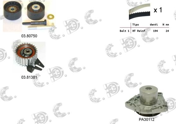 Autokit 04.5283PA - Водяной насос + комплект зубчатого ремня ГРМ www.autospares.lv