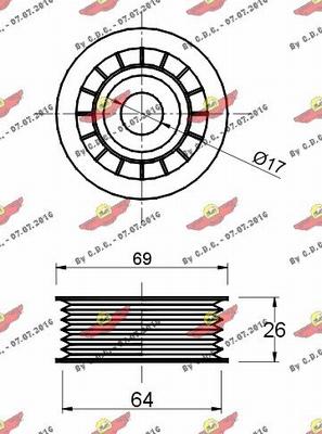 Autokit 03.80452 - Pulley, v-ribbed belt www.autospares.lv