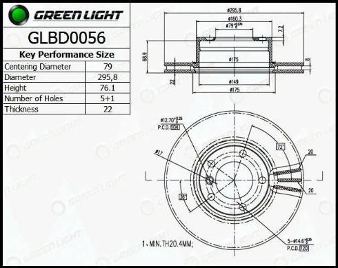 AutomotiveAdriado GLBD0056 - Brake Disc www.autospares.lv