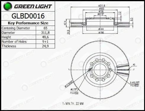 AutomotiveAdriado GLBD0016 - Bremžu diski www.autospares.lv