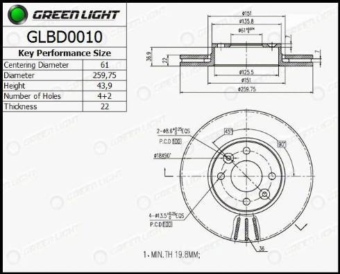 AutomotiveAdriado GLBD0010 - Bremžu diski www.autospares.lv