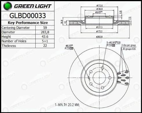 AutomotiveAdriado GLBD0033 - Bremžu diski www.autospares.lv