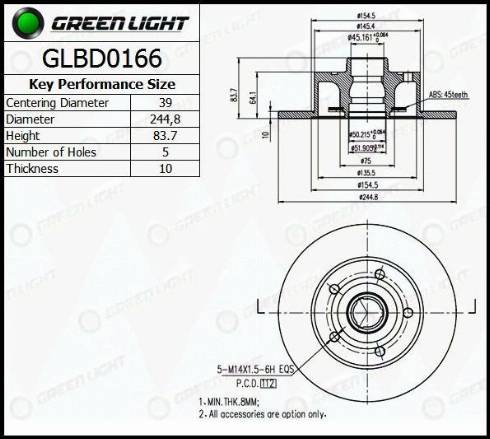 AutomotiveAdriado GLBD0166 - Bremžu diski www.autospares.lv