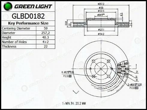 AutomotiveAdriado GLBD0182 - Bremžu diski www.autospares.lv