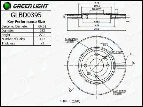 AutomotiveAdriado GLBD0395 - Тормозной диск www.autospares.lv