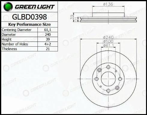 AutomotiveAdriado GLBD0398 - Bremžu diski www.autospares.lv