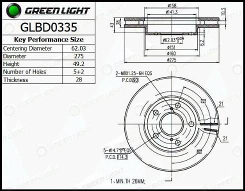 AutomotiveAdriado GLBD0335 - Тормозной диск www.autospares.lv