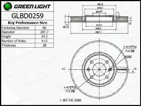 AutomotiveAdriado GLBD0259 - Тормозной диск www.autospares.lv