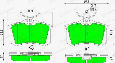 AutomotiveAdriado GLBP0119 - Тормозные колодки, дисковые, комплект www.autospares.lv