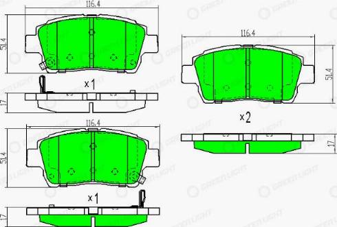 AutomotiveAdriado GLBP0334 - Brake Pad Set, disc brake www.autospares.lv