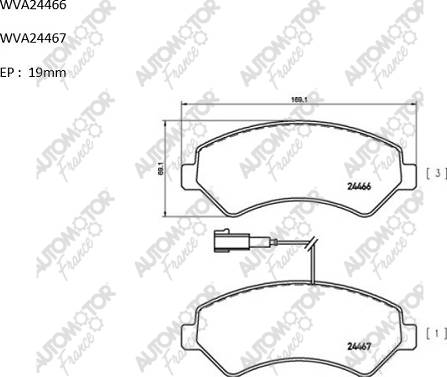 Automotor France PBP5464 - Bremžu uzliku kompl., Disku bremzes autospares.lv