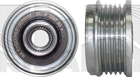 Autoteam A08328 - Pulley, alternator, freewheel clutch www.autospares.lv