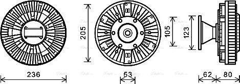 Ava Quality Cooling DFC048 - Sajūgs, Radiatora ventilators www.autospares.lv