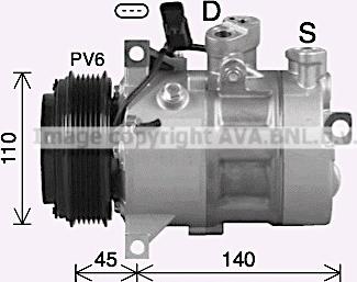 Ava Quality Cooling MSK747 - Compressor, air conditioning www.autospares.lv