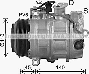 Ava Quality Cooling MSK767 - Compressor, air conditioning www.autospares.lv