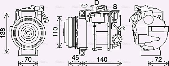 Ava Quality Cooling MSK705 - Compressor, air conditioning www.autospares.lv