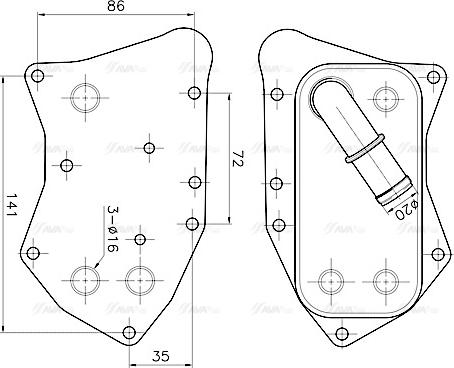 Ava Quality Cooling OL3749 - Eļļas radiators, Motoreļļa www.autospares.lv