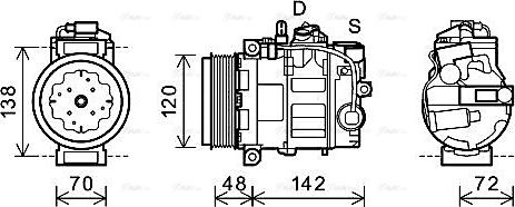 Ava Quality Cooling PRAK064 - Compressor, air conditioning www.autospares.lv