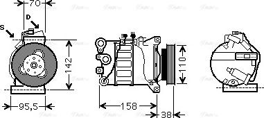 Ava Quality Cooling VOAK143 - Compressor, air conditioning www.autospares.lv