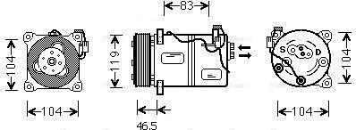 Ava Quality Cooling VO K059 - Compressor, air conditioning www.autospares.lv