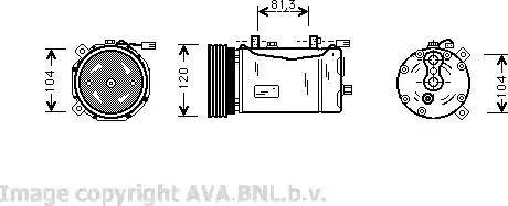 Ava Quality Cooling VW K172 - Compressor, air conditioning www.autospares.lv