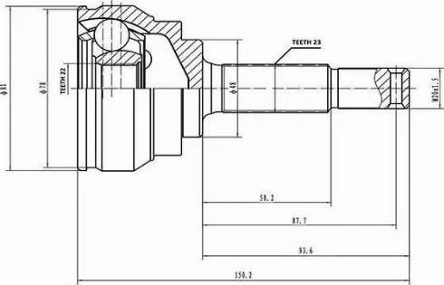 Aywiparts AW1510510 - Šarnīru komplekts, Piedziņas vārpsta autospares.lv