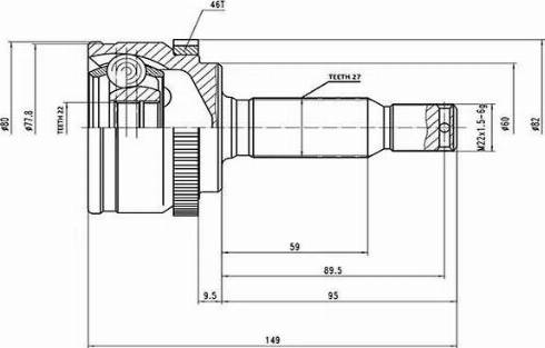 Aywiparts AW1510044A - Шарнирный комплект, ШРУС, приводной вал www.autospares.lv