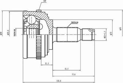 Aywiparts AW1510034A - Šarnīru komplekts, Piedziņas vārpsta www.autospares.lv