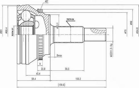 Aywiparts AW1510038A - Šarnīru komplekts, Piedziņas vārpsta www.autospares.lv