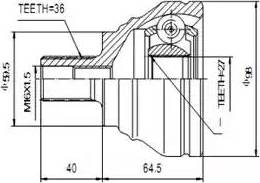 Aywiparts AW1510196 - Šarnīru komplekts, Piedziņas vārpsta www.autospares.lv