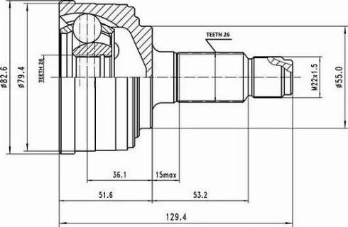 Aywiparts AW1510140 - Šarnīru komplekts, Piedziņas vārpsta www.autospares.lv