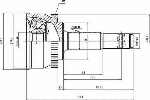 Aywiparts AW1510141A - Šarnīru komplekts, Piedziņas vārpsta autospares.lv