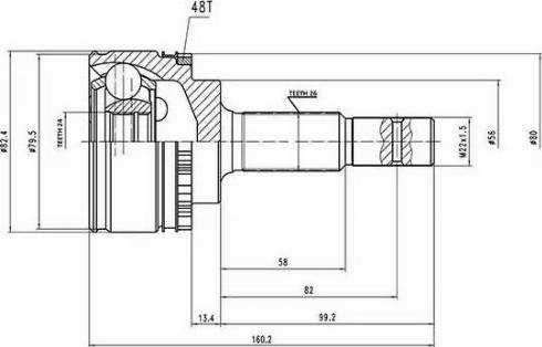 Aywiparts AW1510103A - Šarnīru komplekts, Piedziņas vārpsta autospares.lv