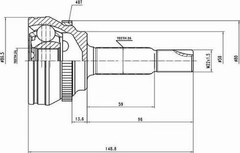 Aywiparts AW1510125A - Šarnīru komplekts, Piedziņas vārpsta autospares.lv