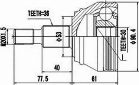 Aywiparts AW1510340 - Шарнирный комплект, ШРУС, приводной вал www.autospares.lv