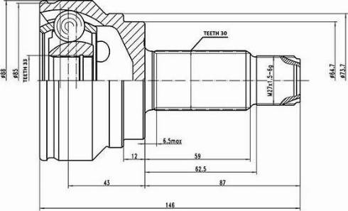 Aywiparts AW1511068 - Šarnīru komplekts, Piedziņas vārpsta www.autospares.lv