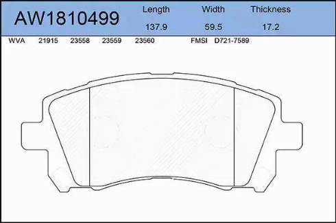 Aywiparts AW1810499 - Bremžu uzliku kompl., Disku bremzes www.autospares.lv