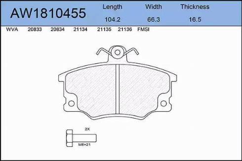 Aywiparts AW1810455 - Brake Pad Set, disc brake www.autospares.lv