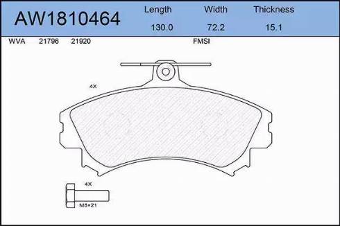 Aywiparts AW1810464 - Bremžu uzliku kompl., Disku bremzes www.autospares.lv