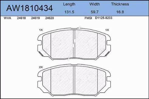 Aywiparts AW1810434 - Bremžu uzliku kompl., Disku bremzes autospares.lv